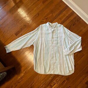Tommy Bahama Turquoise/Green Striped Relax Linen Shirt - Size 3XLT